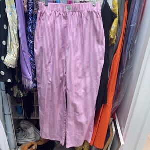 H&M Pink & White Striped Pants Size M